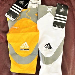 NWT Adidas Calf Sleeves Techfit Compression Men OR Women White  Orange  L Or XL